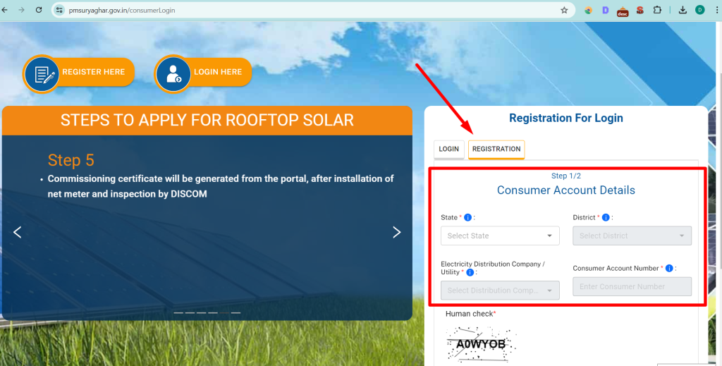 Registration Process Page